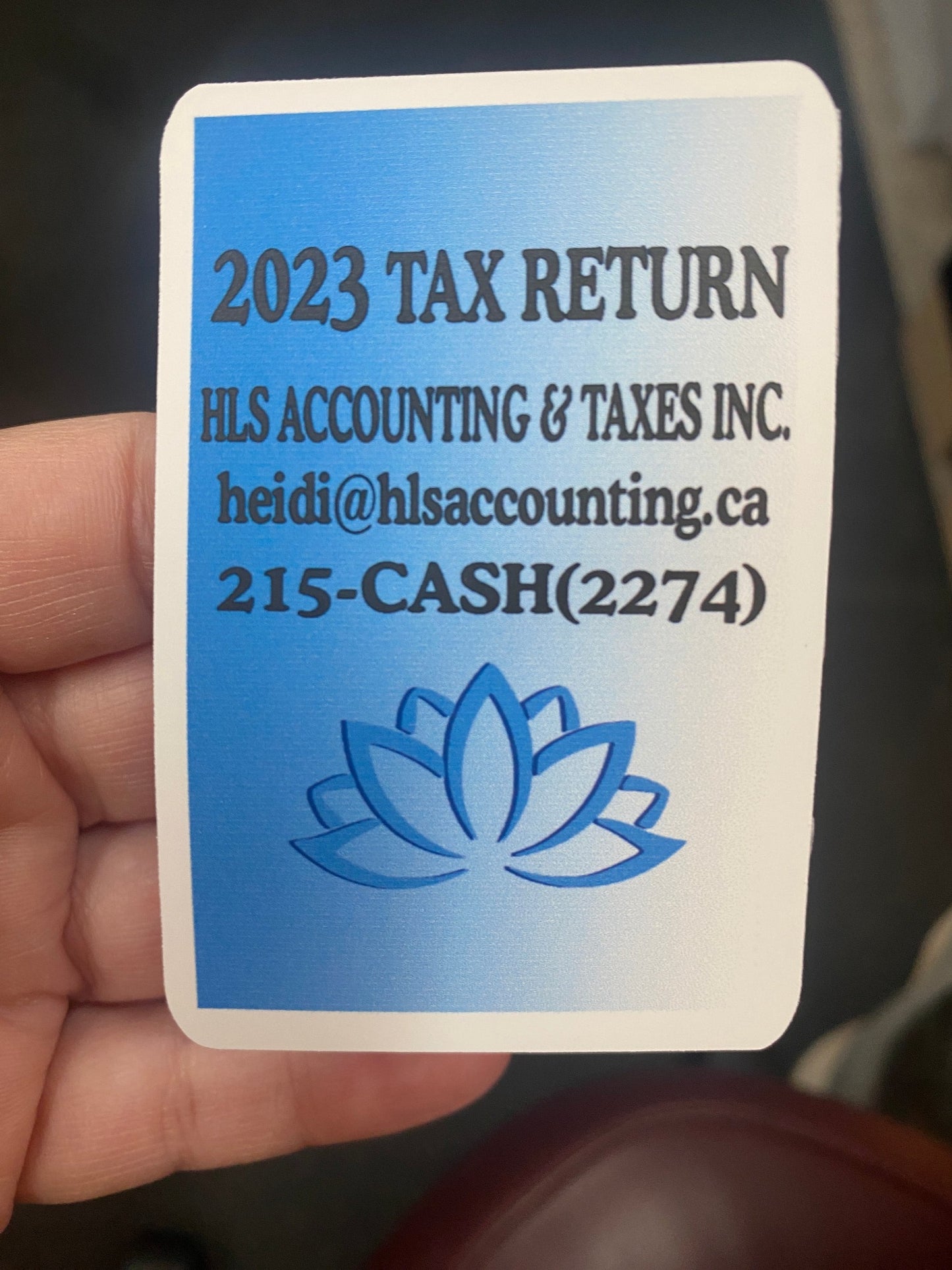 white backing custom sticker HLS accounting & taxes inc moncton salisbury NB newbrunswick