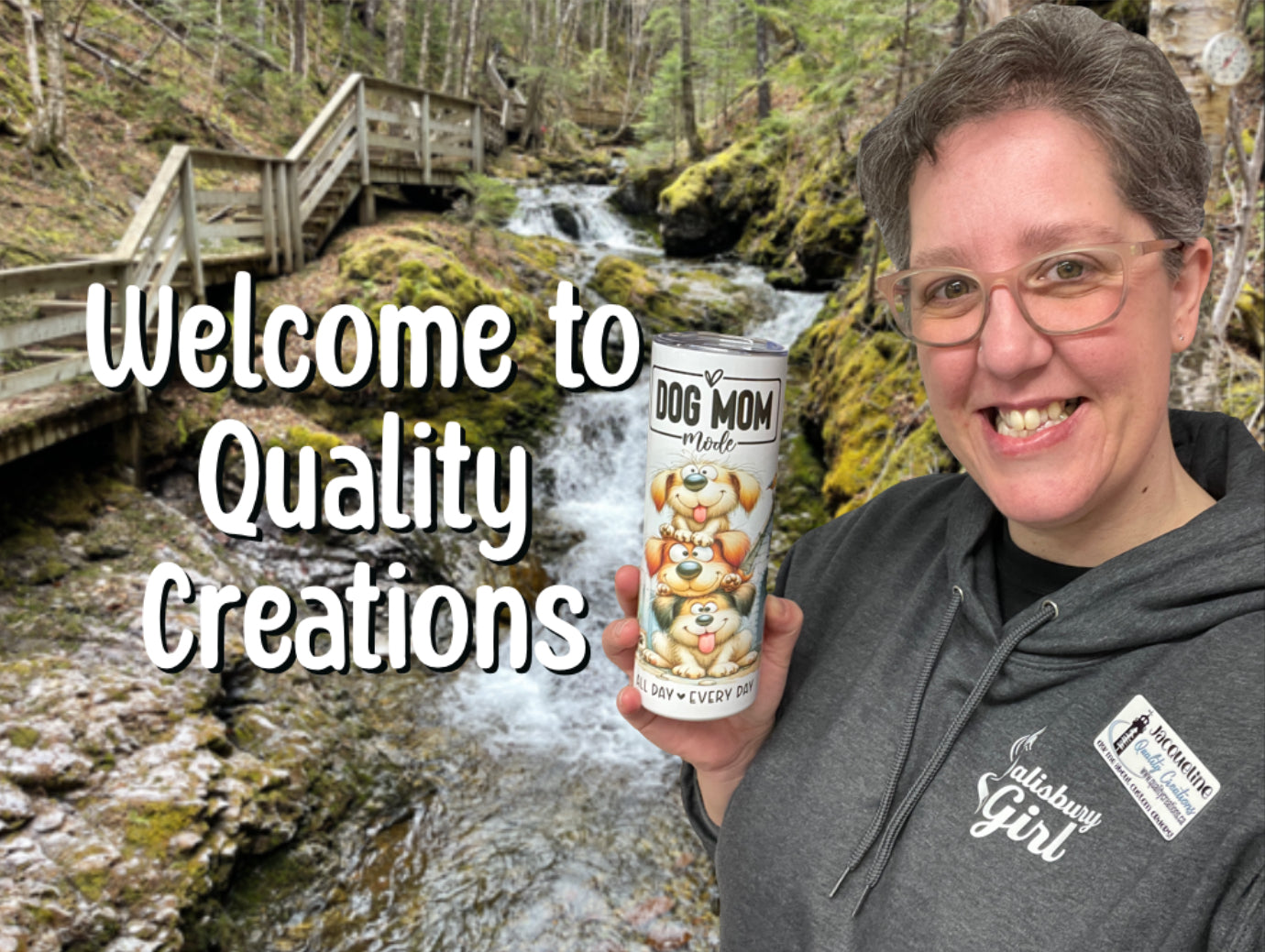 Welcome to Quality Creations banner featuring personalized hoodies, tumblers, gifts, and handmade items from New Brunswick, Canada, Salisbury, Moncton. qualitycreations247