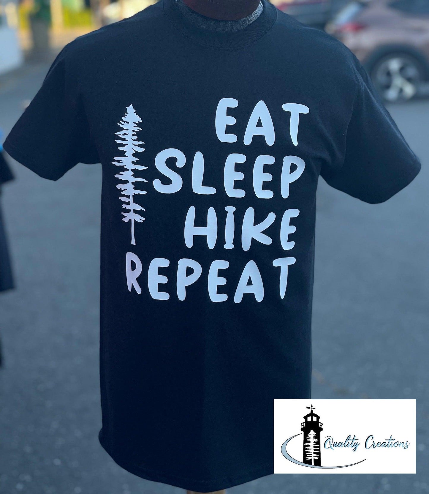 Eat, Sleep, Bike, Repeat (Available in Bike, Camp and Hike) 100 % Cotton Shirt - Quality Creations