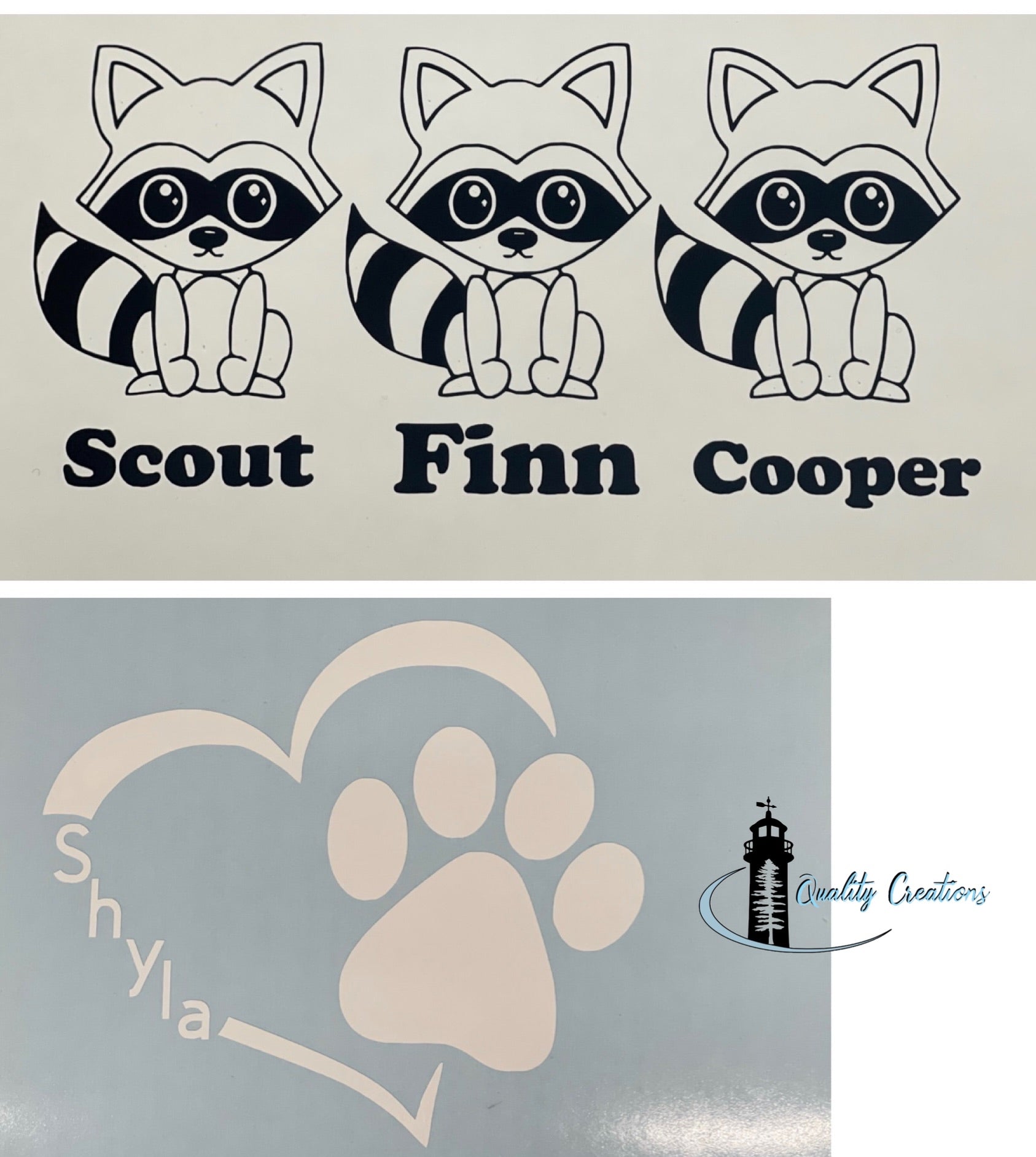 racoons heart paw print decal sticker pink and white font salisbury newbrunswick canada moncton vancouver