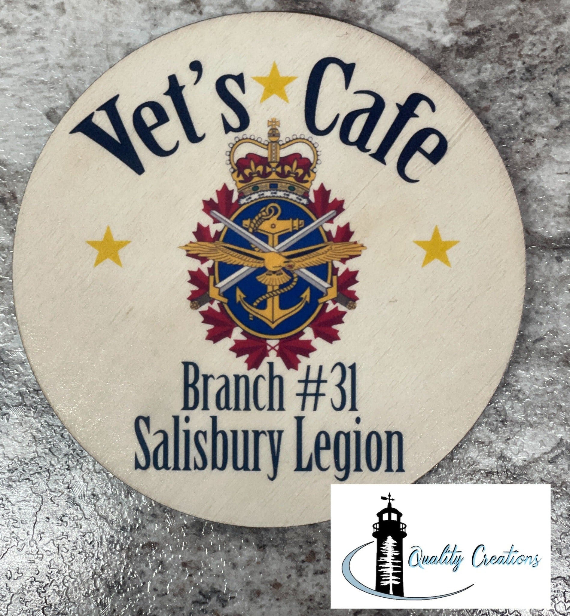 clear sticker on wood vet cafe salisbury moncton newbrunswick NB quality creations