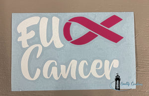 F U cancer decal sticker pink and white font salisbury newbrunswick canada moncton vancouver