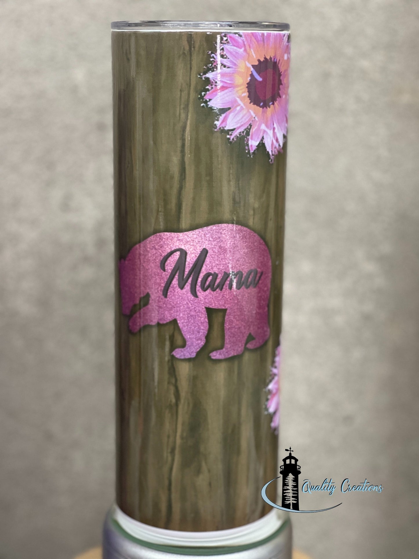 mama bear pink brown wood tumbler 20oz moncton Salisbury newbrunwick 