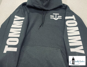 tommy custom design hoodie black and white