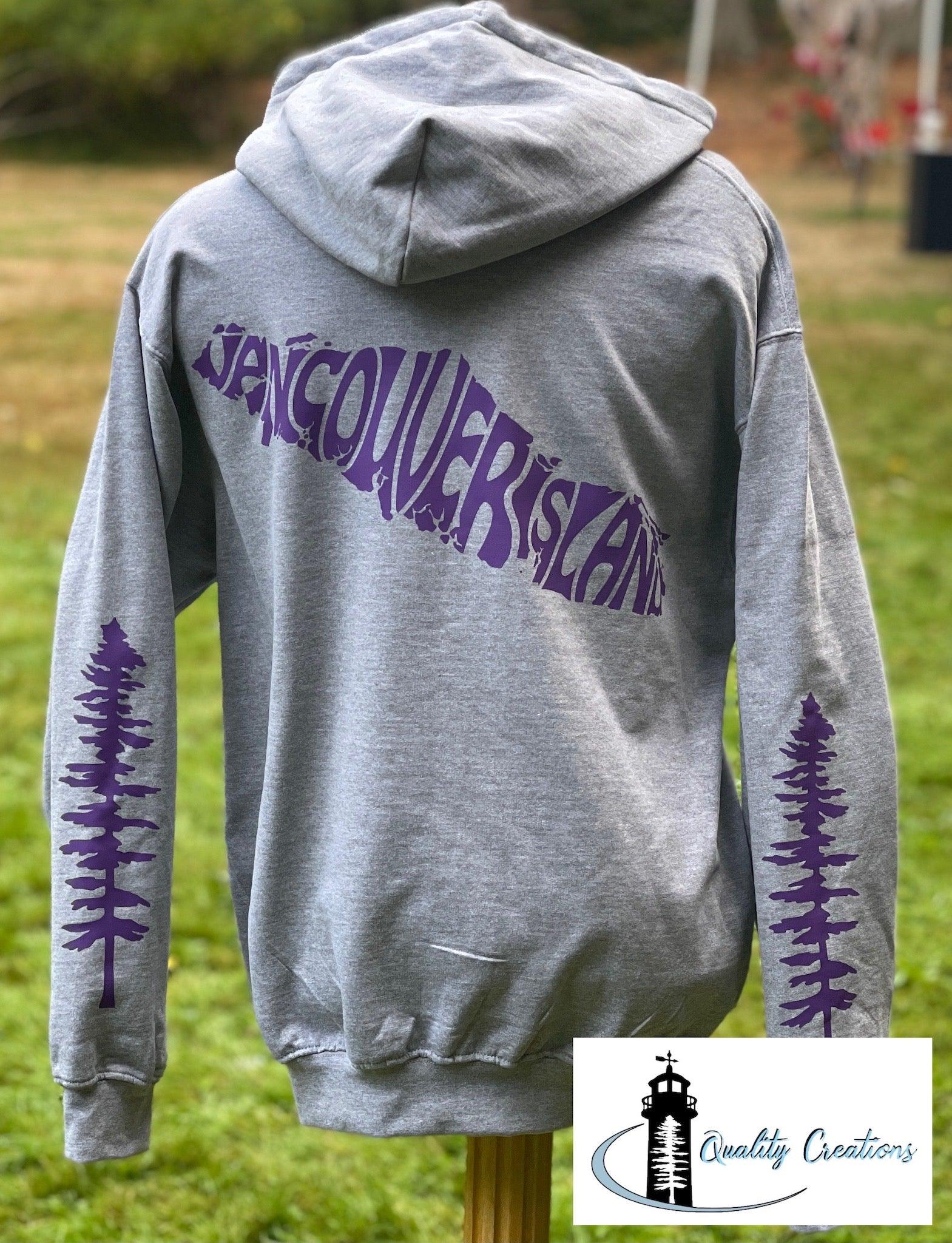 athletic heather hoodie purple font sitka trees Newbrunswick quality creations canada