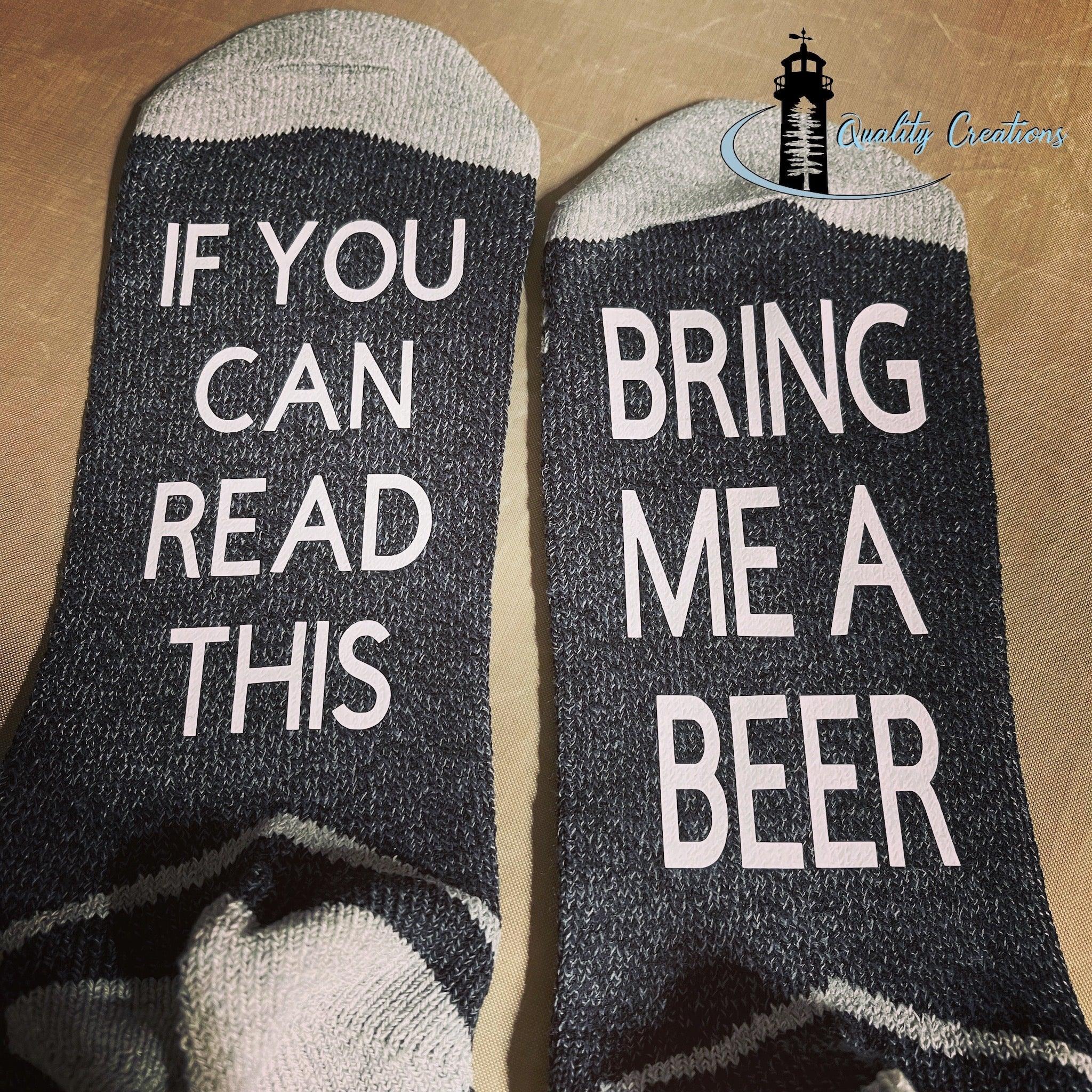 if you can read this beer socks black white font quality creations Newbrunswick canada