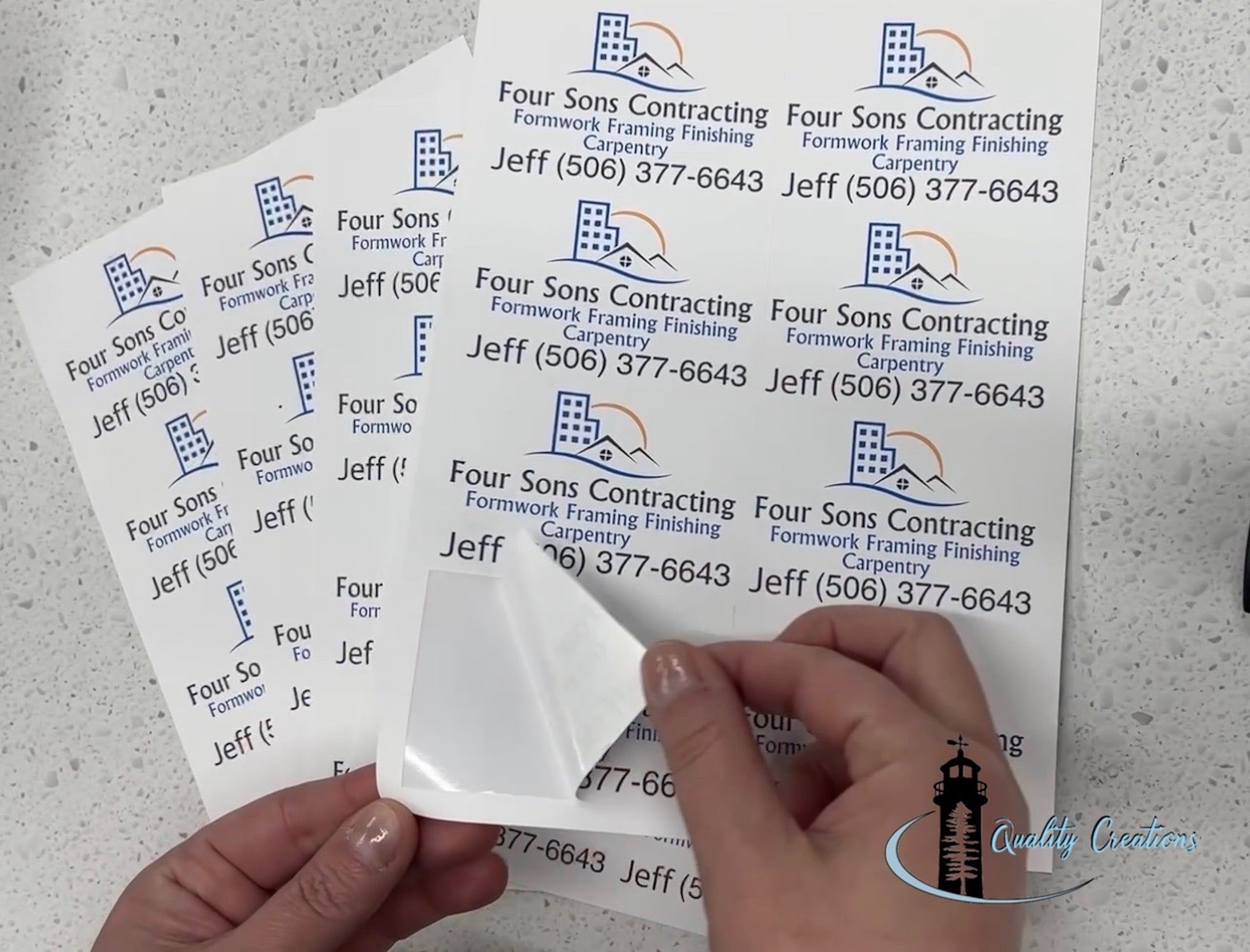 four sons contracting sticker sheet quality creations moncton small business salisbury newbrunswick