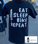 Load image into Gallery viewer, Eat, Sleep, Bike, Repeat (Available in Bike, Camp and Hike) 100 % Cotton Shirt - Quality Creations
