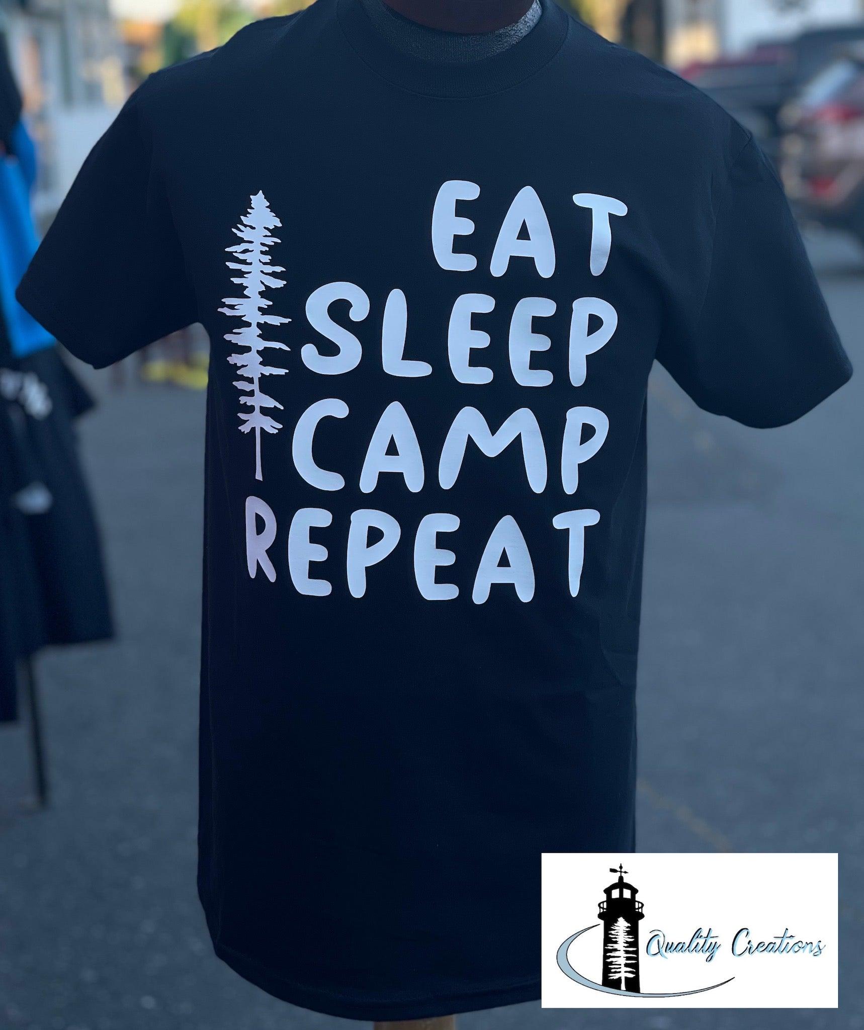 Eat, Sleep, Bike, Repeat (Available in Bike, Camp and Hike) 100 % Cotton Shirt - Quality Creations