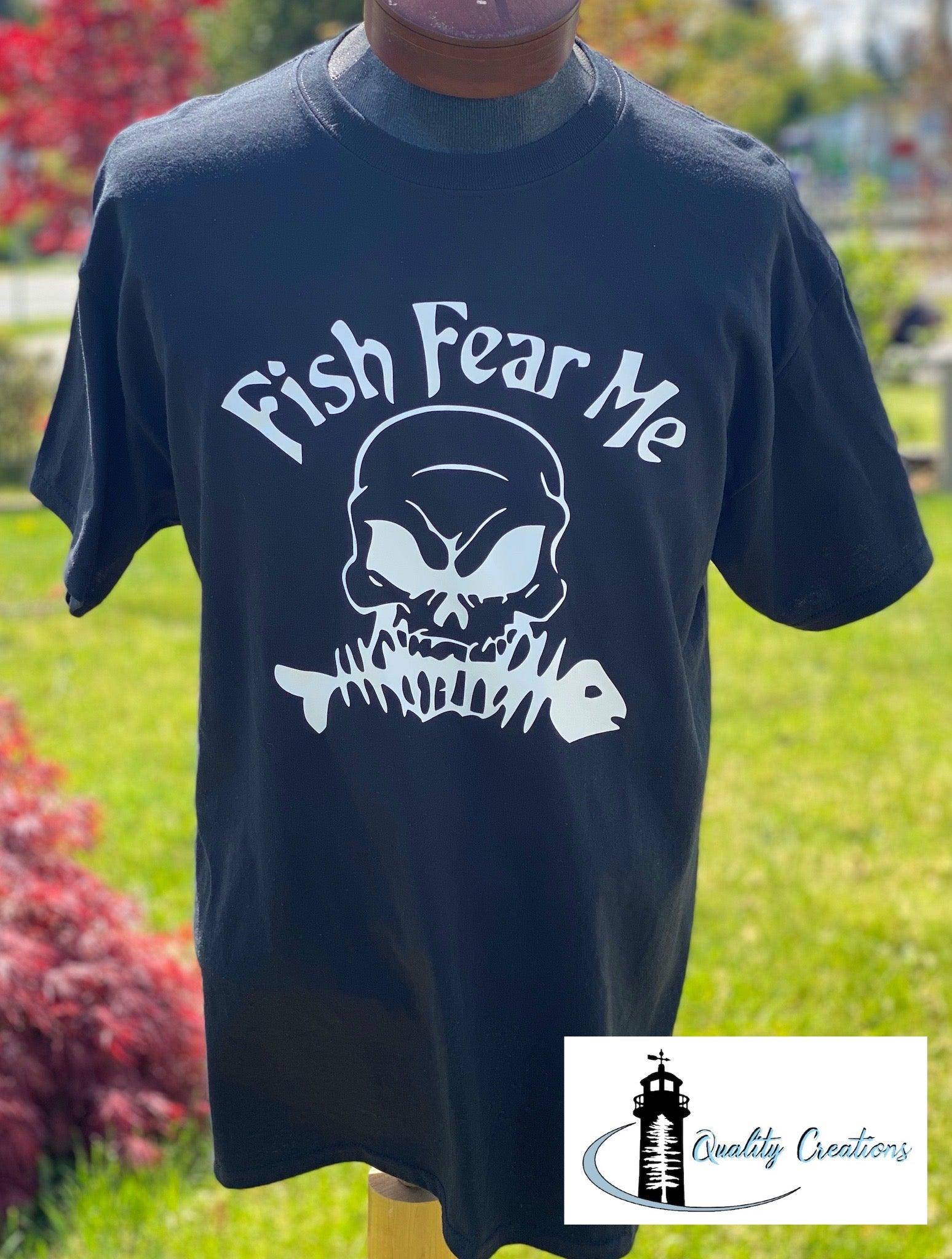 fish fear me adult shirt skull bones quality creations canada