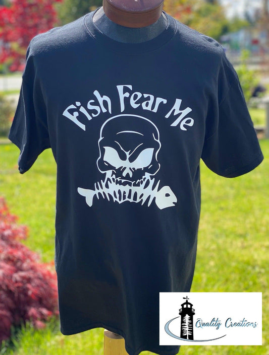 fish fear me adult shirt skull bones quality creations canada