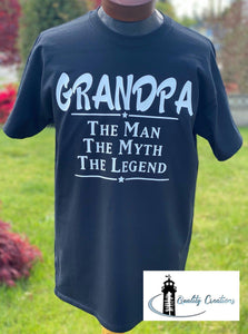 grandpa the man the myth the legend adult cotton shirt quality creations canada