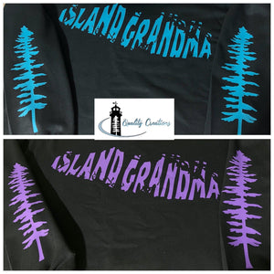 Vancouver Island design sitka trees on arms pink & teal font quality creations Newbrunswick canada