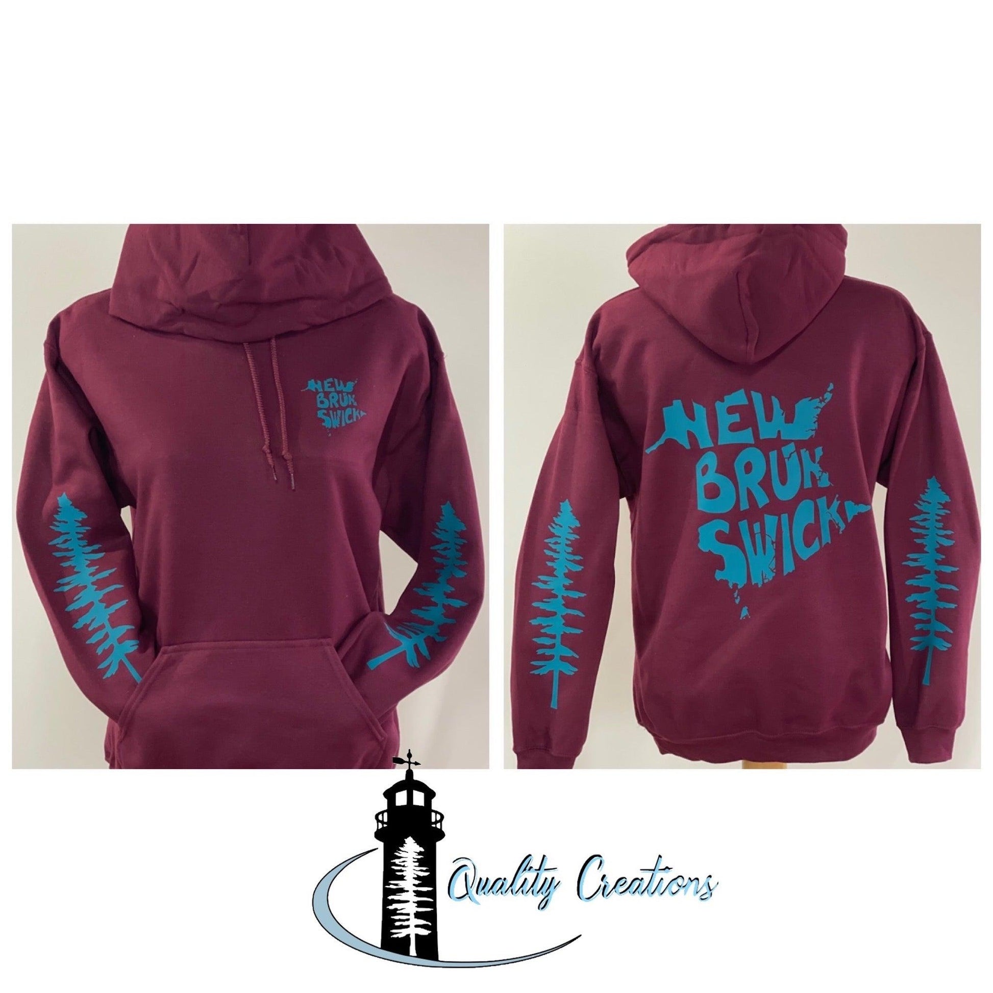 New Brunswick with Sitka Trees Hoodie - Quality Creations