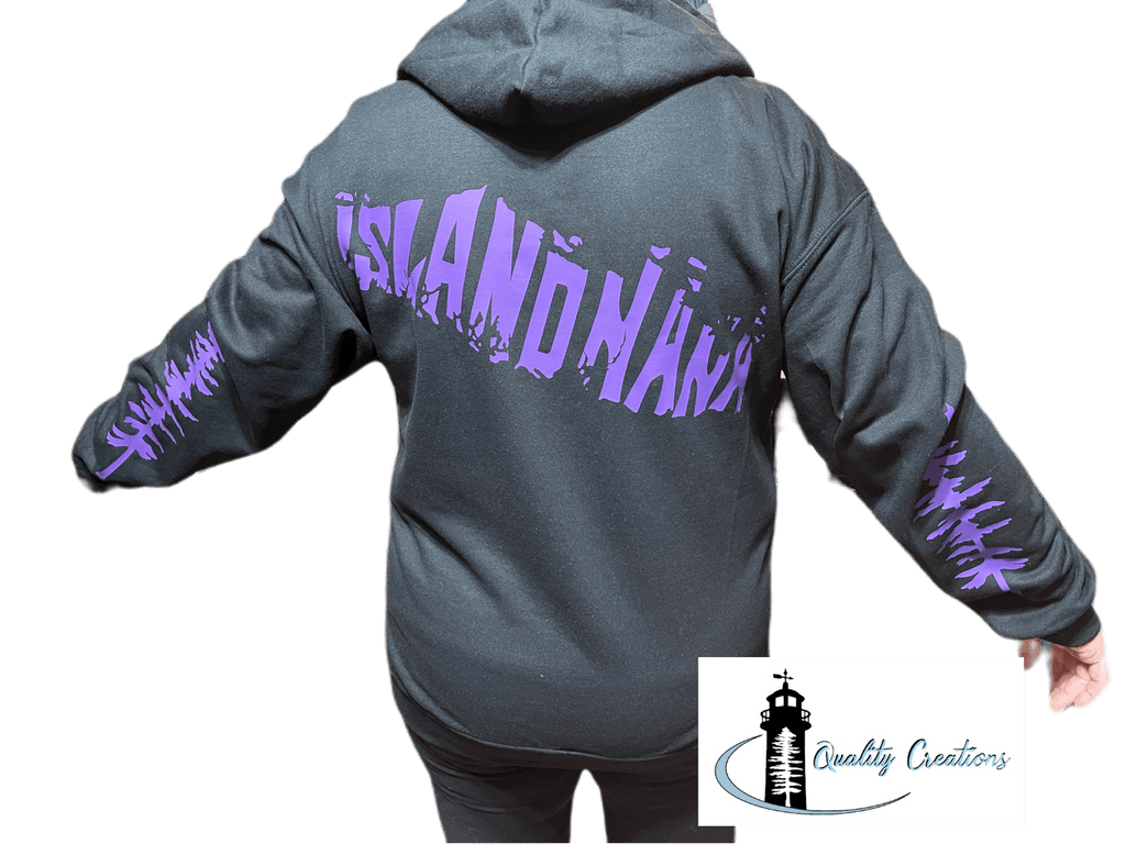 black hoodie purple font Vancouver Island nana quality creations New Brunswick canada